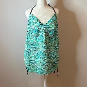 Liz Lange Maternity Green Blue Patterned Tankini Top